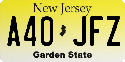 NJ license plate A40JFZ