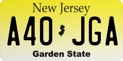NJ license plate A40JGA