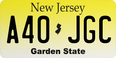 NJ license plate A40JGC