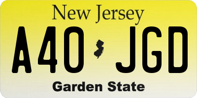 NJ license plate A40JGD