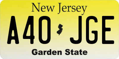 NJ license plate A40JGE