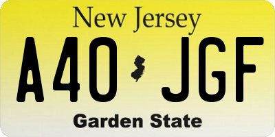 NJ license plate A40JGF