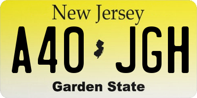 NJ license plate A40JGH