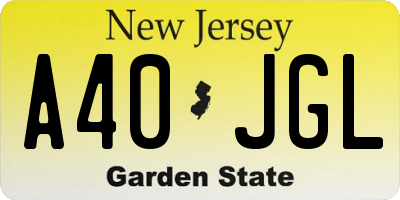 NJ license plate A40JGL