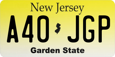 NJ license plate A40JGP