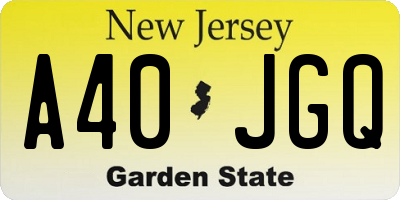 NJ license plate A40JGQ