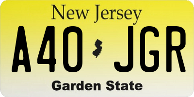 NJ license plate A40JGR