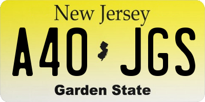 NJ license plate A40JGS