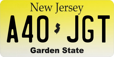 NJ license plate A40JGT