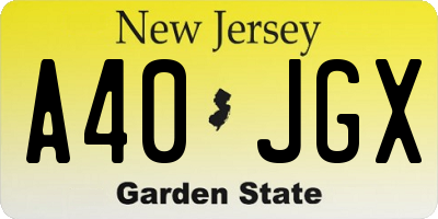 NJ license plate A40JGX