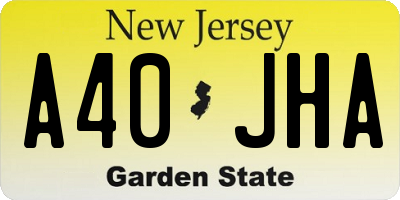 NJ license plate A40JHA