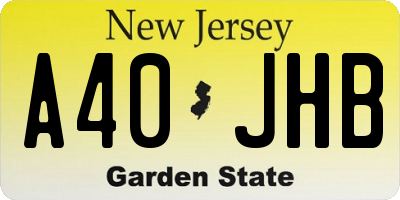 NJ license plate A40JHB