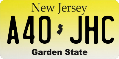 NJ license plate A40JHC