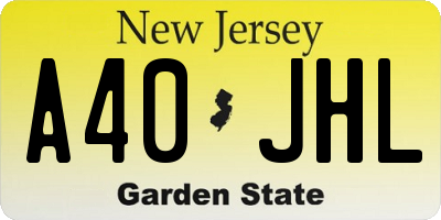 NJ license plate A40JHL
