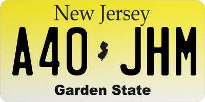 NJ license plate A40JHM