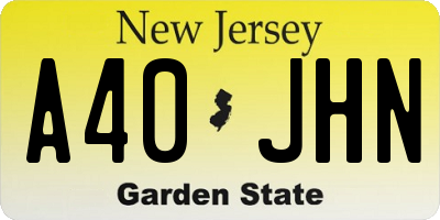 NJ license plate A40JHN