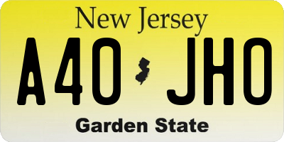 NJ license plate A40JHO