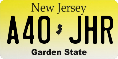 NJ license plate A40JHR