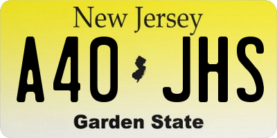 NJ license plate A40JHS