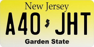 NJ license plate A40JHT