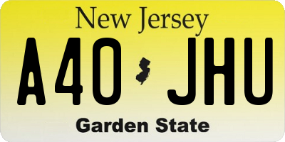 NJ license plate A40JHU