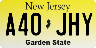 NJ license plate A40JHY