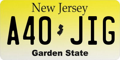 NJ license plate A40JIG