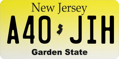 NJ license plate A40JIH