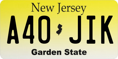 NJ license plate A40JIK