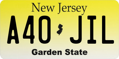 NJ license plate A40JIL