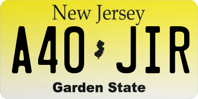 NJ license plate A40JIR