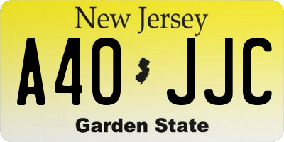 NJ license plate A40JJC