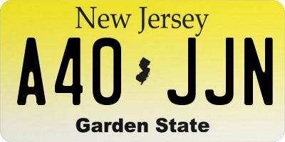NJ license plate A40JJN