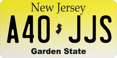 NJ license plate A40JJS