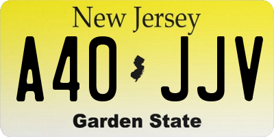NJ license plate A40JJV