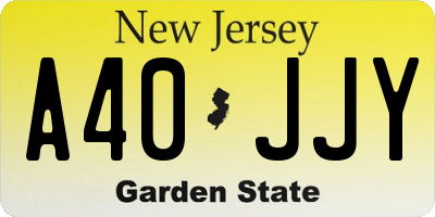 NJ license plate A40JJY