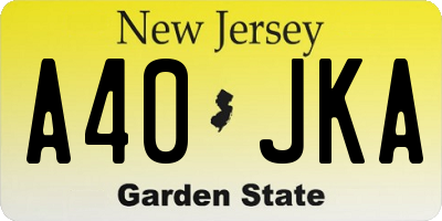 NJ license plate A40JKA