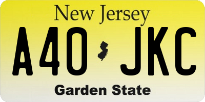 NJ license plate A40JKC