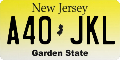 NJ license plate A40JKL