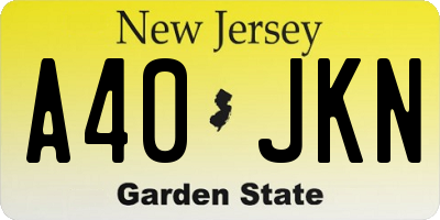 NJ license plate A40JKN
