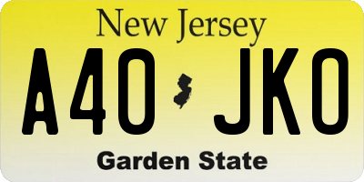 NJ license plate A40JKO