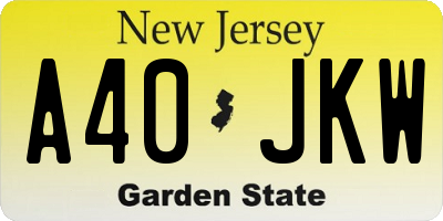 NJ license plate A40JKW