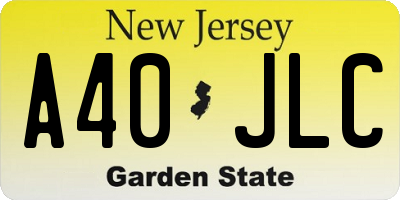 NJ license plate A40JLC