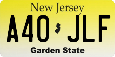 NJ license plate A40JLF
