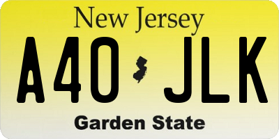 NJ license plate A40JLK