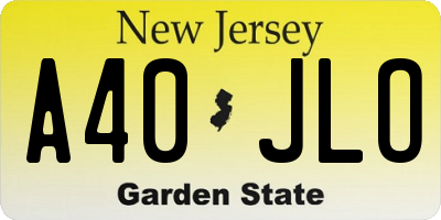 NJ license plate A40JLO