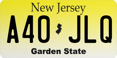 NJ license plate A40JLQ