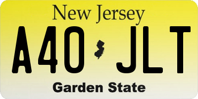 NJ license plate A40JLT