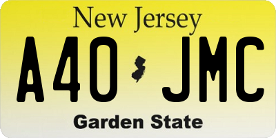 NJ license plate A40JMC