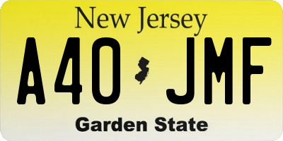 NJ license plate A40JMF